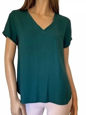 Cloth & Stone Top Shirt Tee Tank 100% Rayon Short Sleeve Hi-Low Rounded Hem